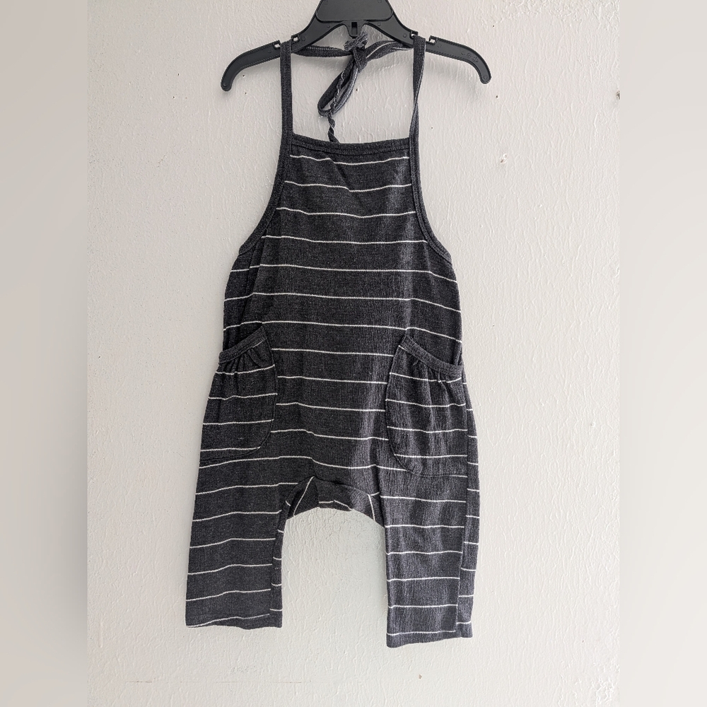 Joah Love Baby Girl Striped Gray Kids One Piece